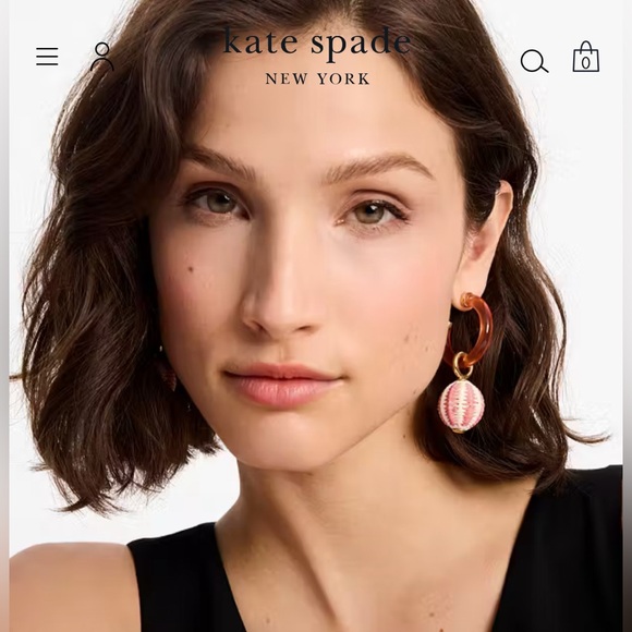 Kate spade Feeling Bubbly Raffia Charm‎ Hoops. New - Picture 1 of 6